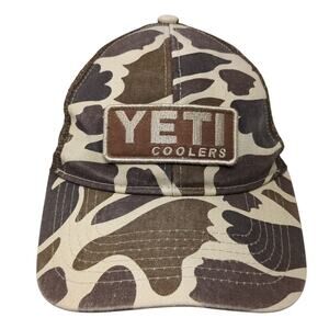 Yeti Coolers Snapback Trucker Hat Multi One Size Adjustable Mesh Back Camouflage